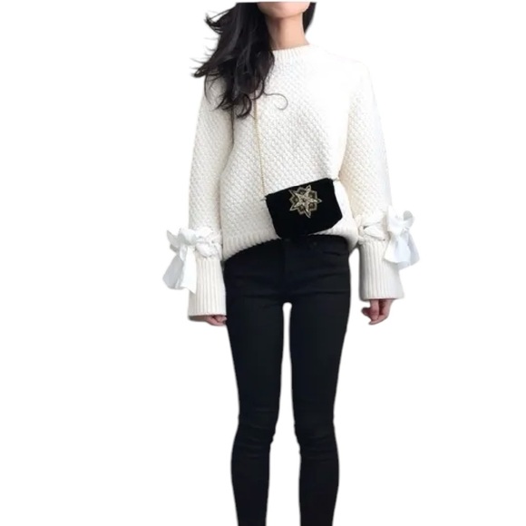 Club Monaco XS Cream Tie Sleeves Sweater - Picture 5 of 12